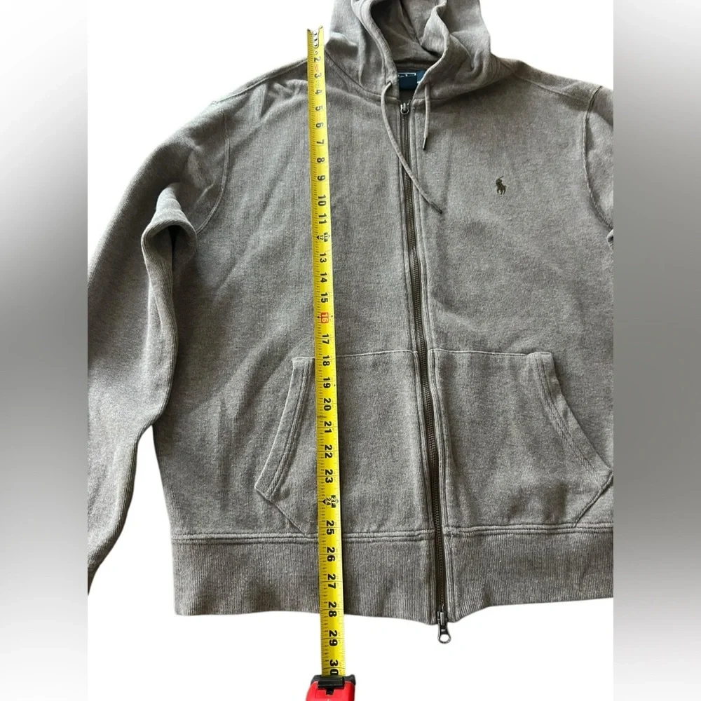 VTG‎ Ralph Lauren polo hooded jacket XL full zip brown 100% cotton knit sweater
